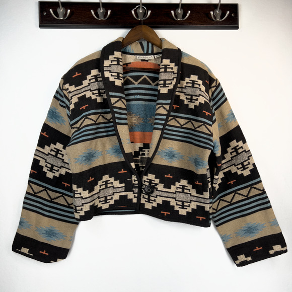 Vintage Flashback Aztec Western Ranch Jacket Cardigan Cowgirl Size Large - Picture 1 of 6